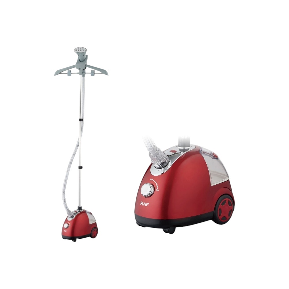 مكواة بخار عمودية راف احترافية بقوة 2000 وات مع علاقة ملابس قابلة للتعديل موديل R.3037 - أحمر