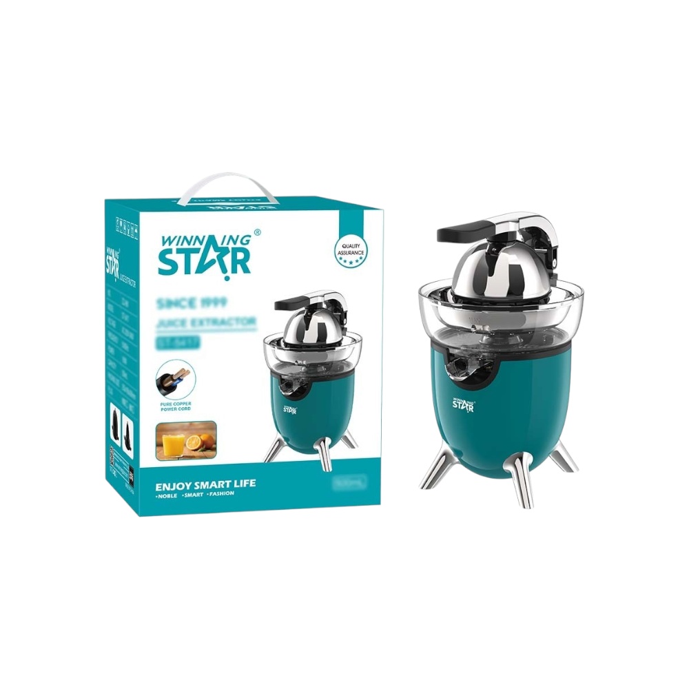 عصارة حمضيات كهربائية وينينج ستار بمقبض ضغط وقوة 100 واط وفلتر ستانلس ستيل موديل ST-5417 - متعدد الألوان