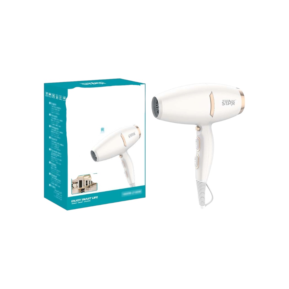 مجفف شعر احترافي وينينج ستار بقوة 1800 واط مع مفتاح هواء بارد موديل ST-5832 - أبيض