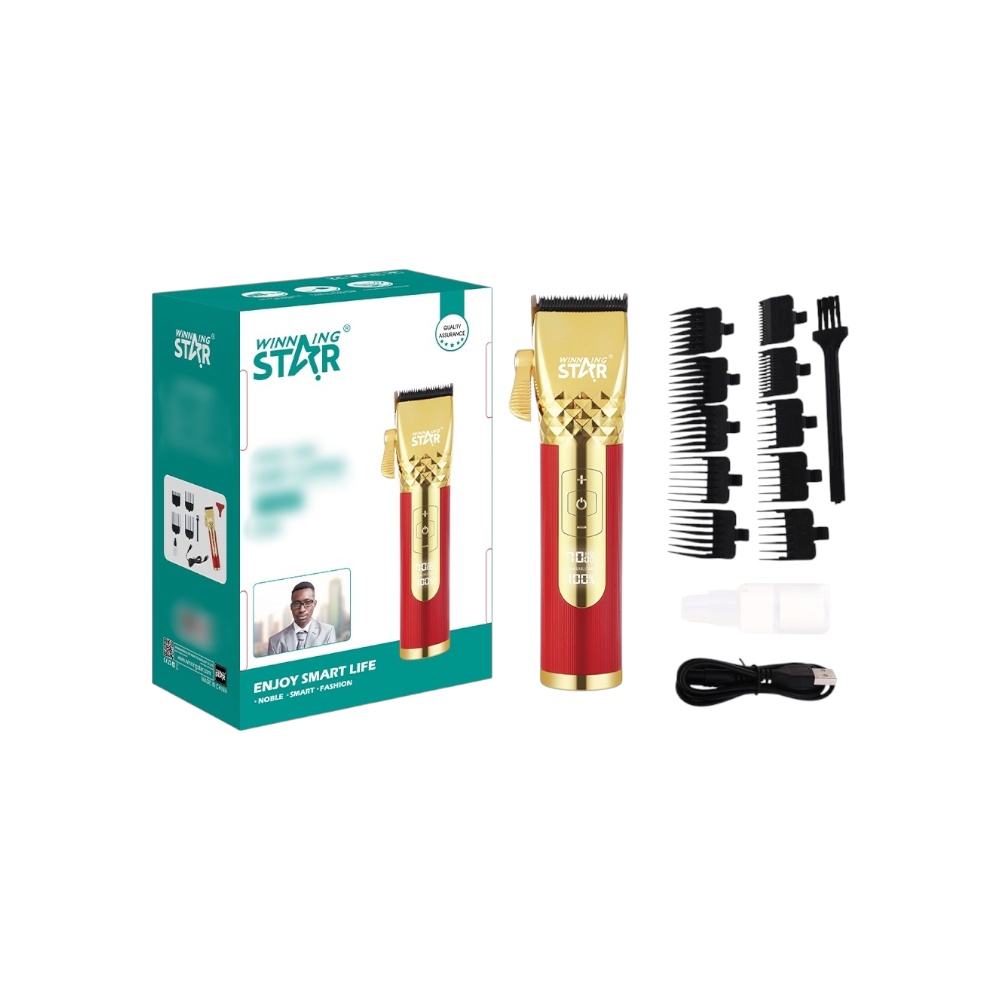 ماكينة حلاقة شعر احترافية وينينج ستار بهيكل ألومنيوم وشاشة رقمية موديل ST-5628 - متعدد الألوان