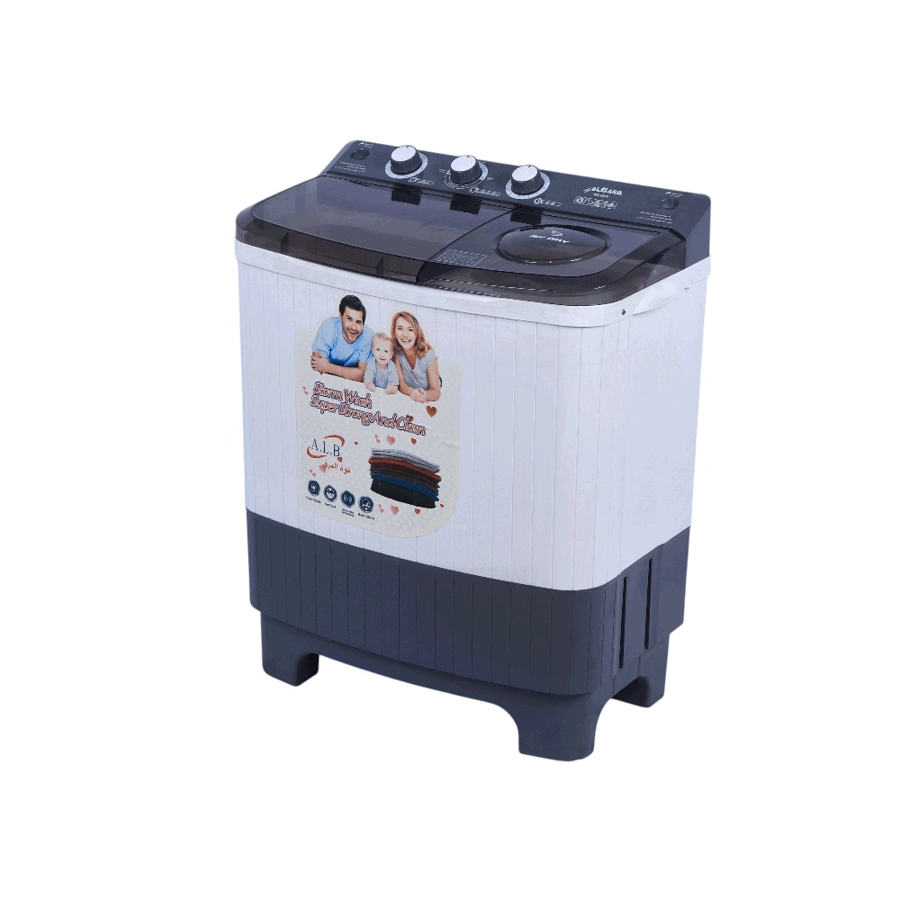 غسالة حوضين البرق نصف أوتوماتيك بسعة 7 كجم وقوة 160 وات موديل WS 7 KG - رمادي