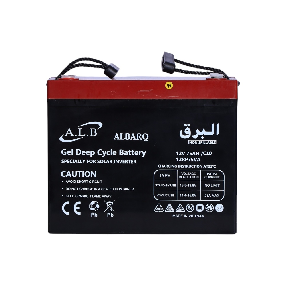 بطارية جل البرق وكالة فيتنامي بقدرة 75 أمبير موديل 12RP75VA - أسود 