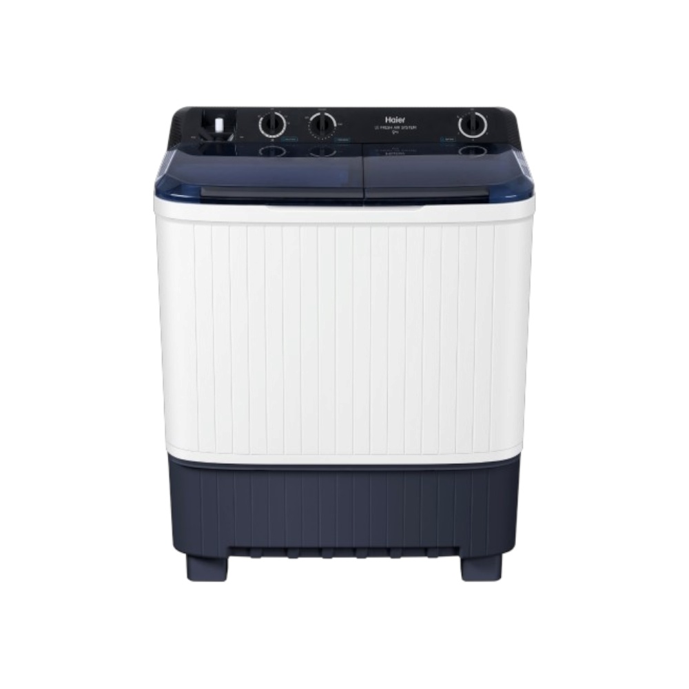 غسالة هاير حوضين بنظام تجفيف بالهواء بسعة 9 كجم موديل HTW90-M1217 - أبيض