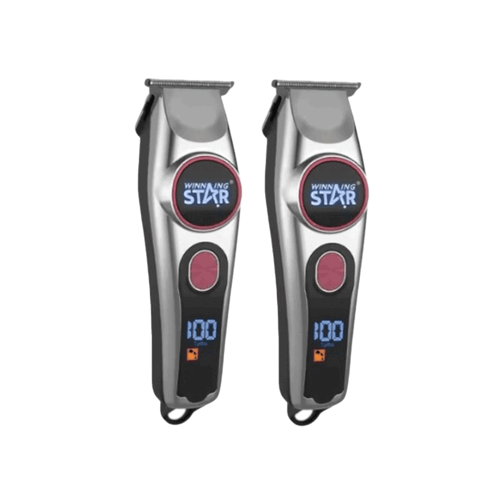 باكج ماكينة حلاقة احترافية وينينج ستار لاسلكية بهيكل ألومنيوم وشاشة رقمية موديل ST-5640 - قطعتين