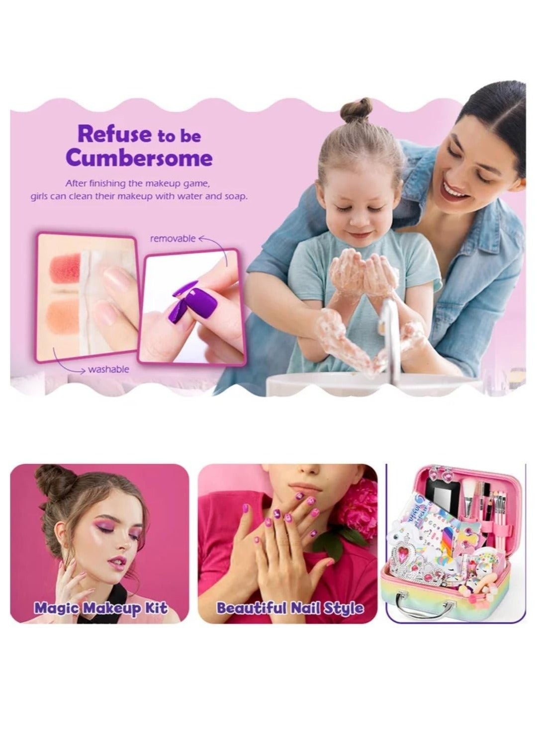 لعبة مرح مجموعة مكياج للفتيات قابلة للغسل للبنات