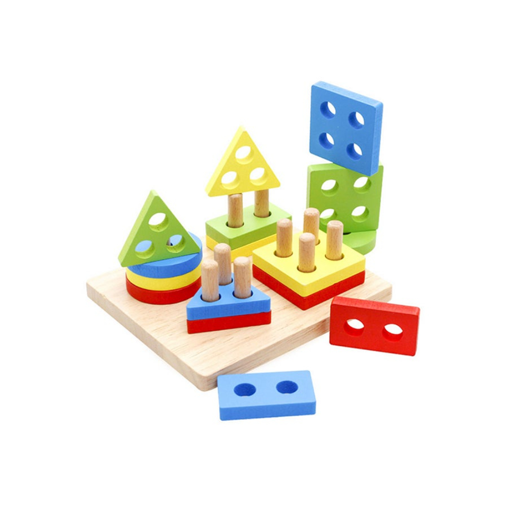  لعبة فرز الأشكال الهندسية الخشبية للأطفال 17 قطعة - موديل 2647X