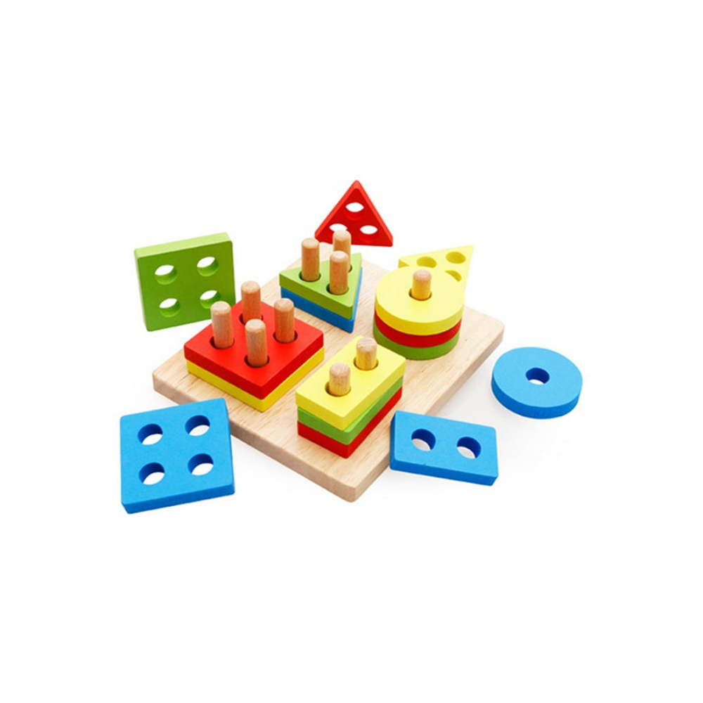  لعبة فرز الأشكال الهندسية الخشبية للأطفال 17 قطعة - موديل 2647X
