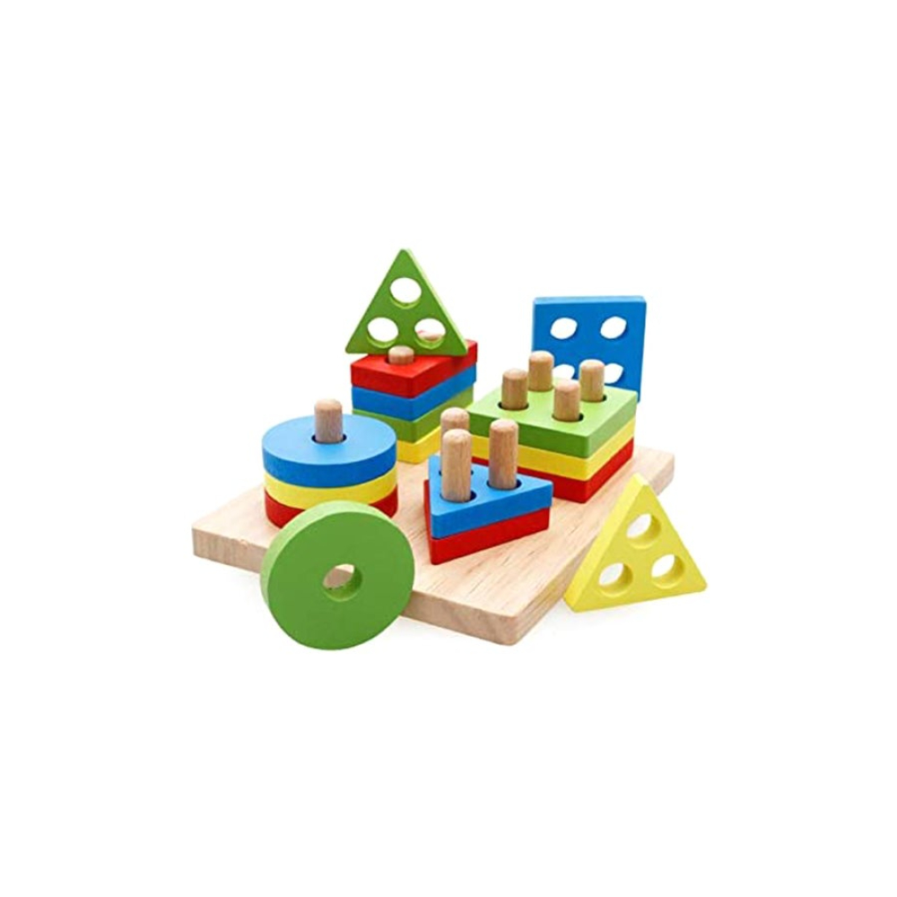  لعبة فرز الأشكال الهندسية الخشبية للأطفال 17 قطعة - موديل 2647X