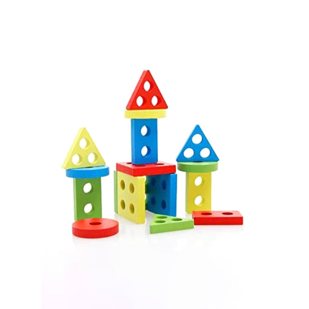  لعبة فرز الأشكال الهندسية الخشبية للأطفال 17 قطعة - موديل 2647X