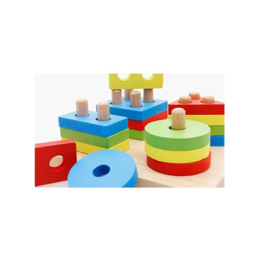  لعبة فرز الأشكال الهندسية الخشبية للأطفال 17 قطعة - موديل 2647X