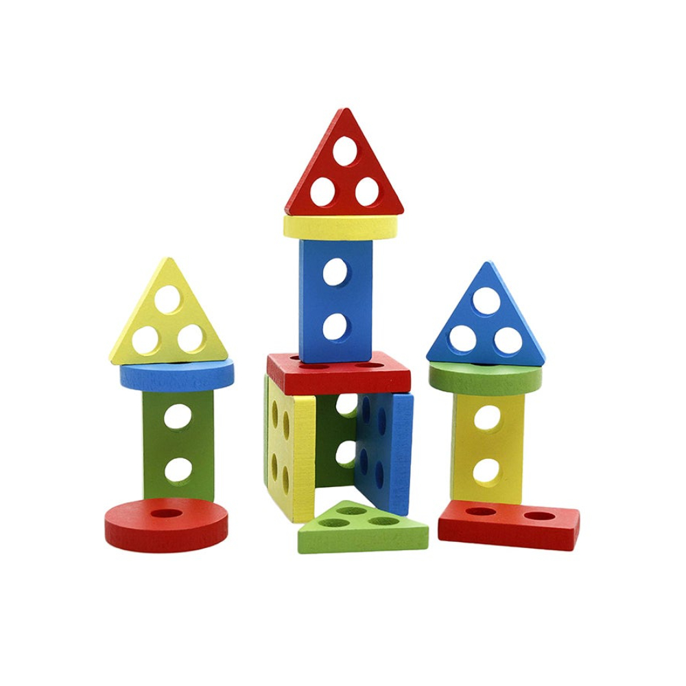 ليوو مكعبات خشبية تعليمية للأطفال أشكال متعددة - 6.3x5.31x2.76 بوصة