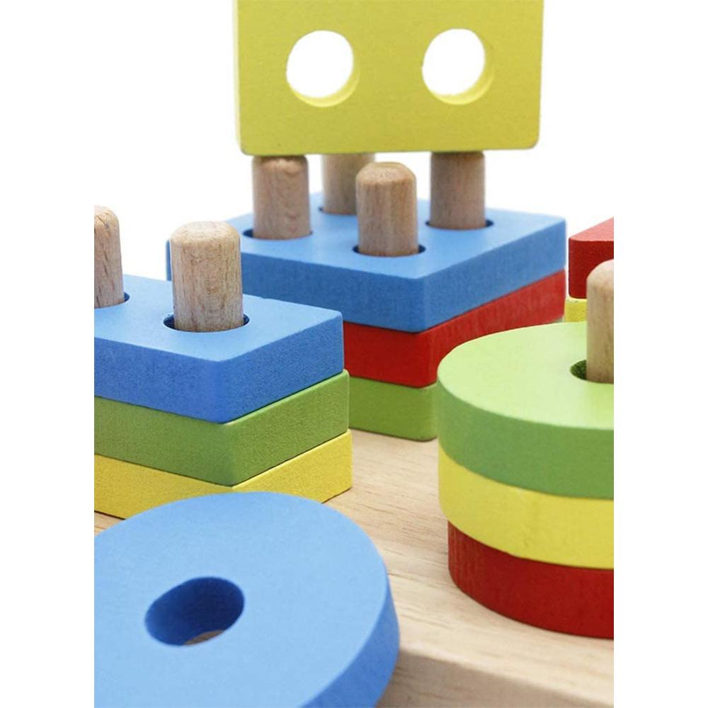 ليوو مكعبات خشبية تعليمية للأطفال أشكال متعددة - 6.3x5.31x2.76 بوصة