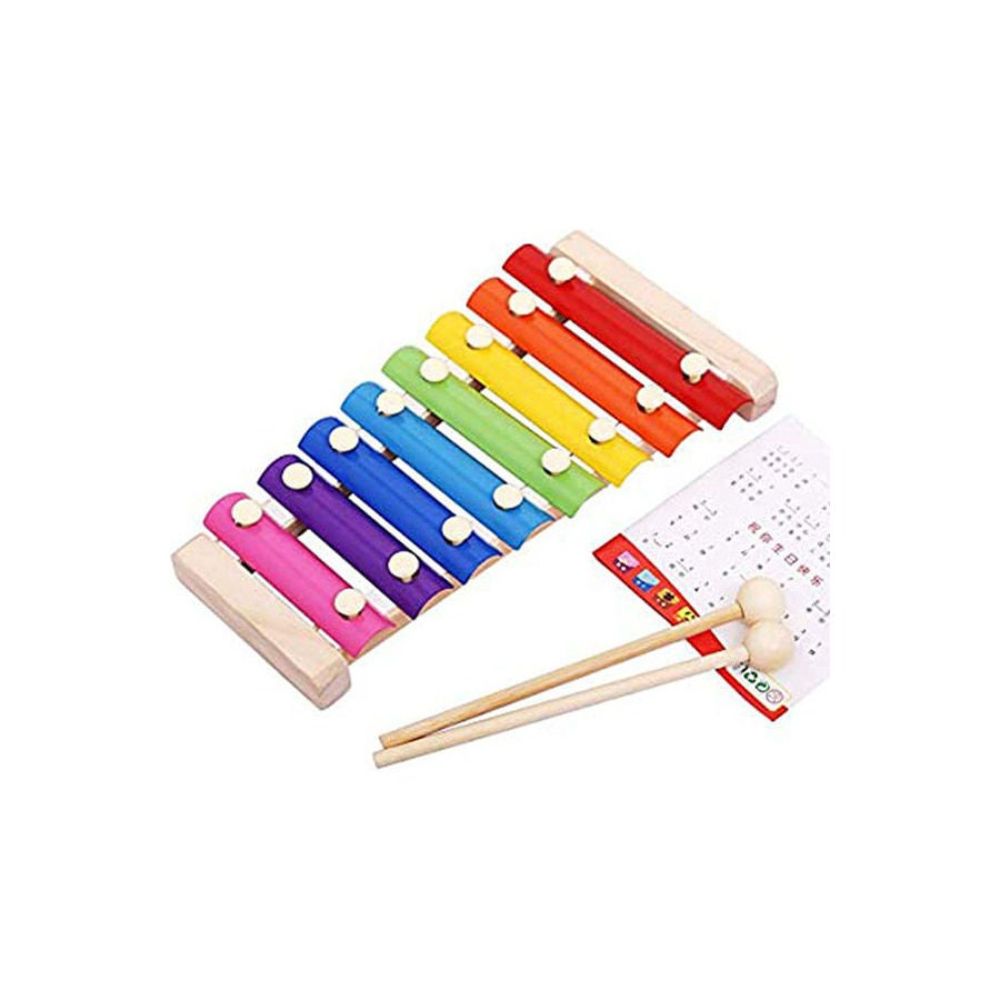  لعبة بيانو خشبي للأطفال مع 8 مفاتيح معدنية وحلقتين آمنتين