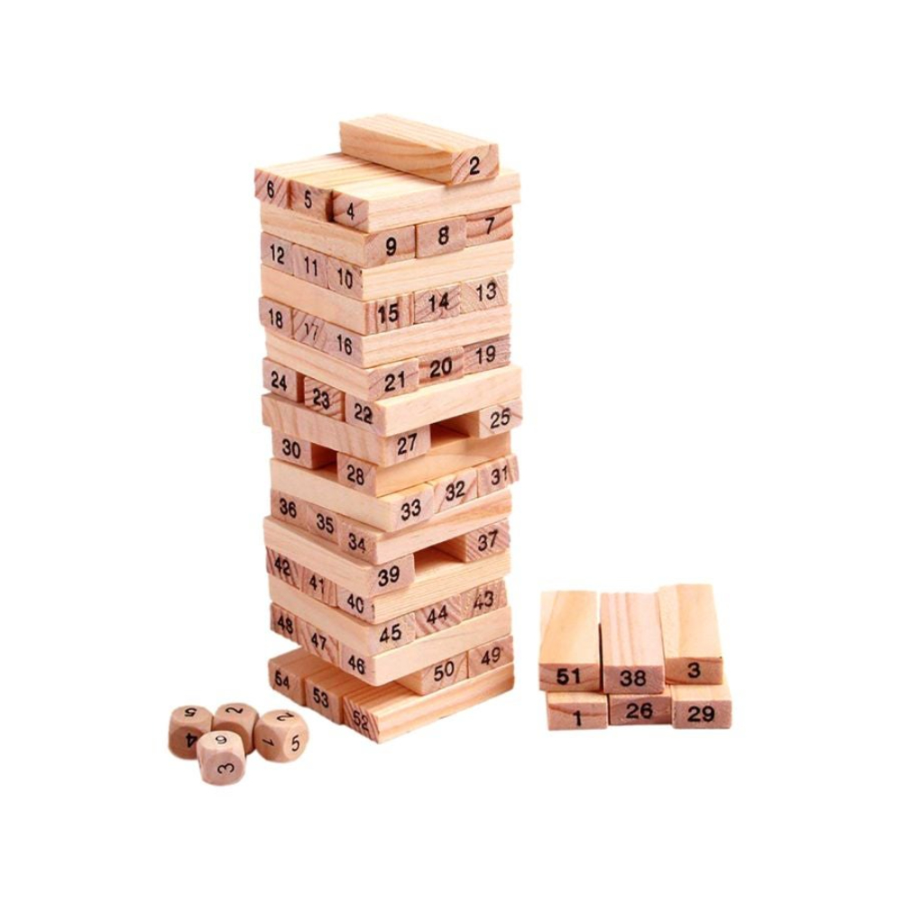 بيبي بابا طقم مكعبات خشبية - 55 قطعة