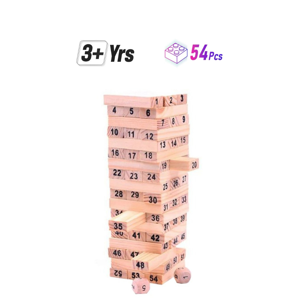 لاكي مكعبات بناء خشبية - 54 قطعة