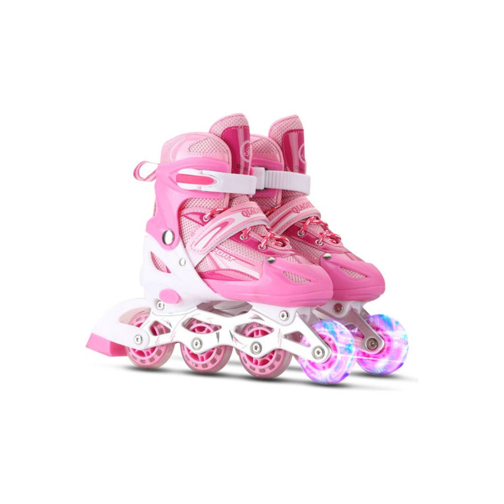 حذاء تزلج بصف واحد مضيء قابل للتعديل مع عجلات مضيئة - S 