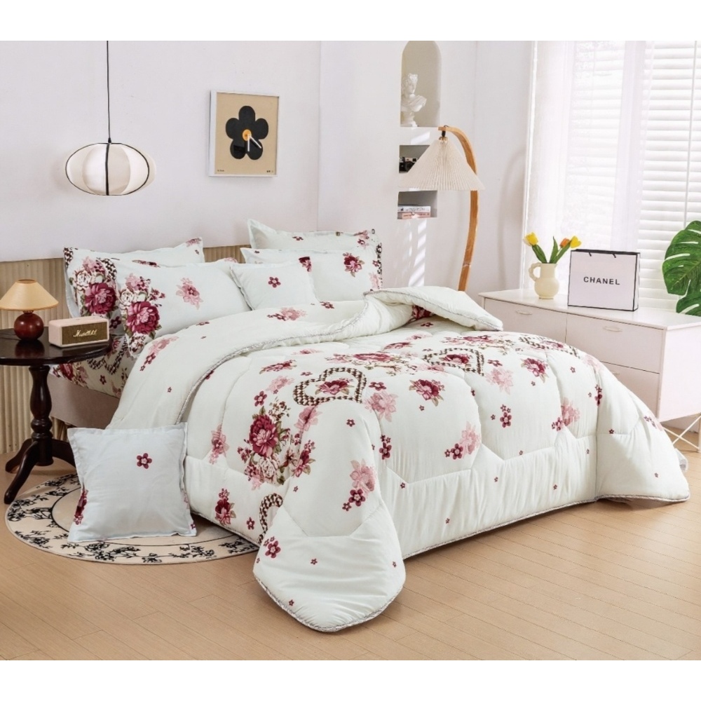 لحاف قطن نفرين مشجر 8 قطع مقاس المقاس الطول 250 العرض 230 سم