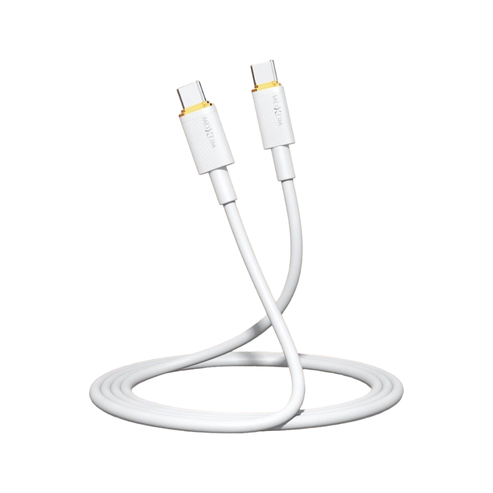 موكسوم وصلة شحن/بيانات 100 وات PD تايب سي إلى تايب سي طول 1 متر موديل CB139 - ابيض