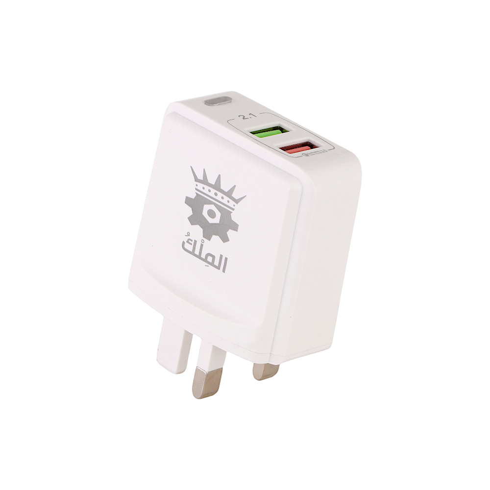 الملك راس شاحن يو اس بي 2 منافذ قوة 5 امبير موديل KF2 - ابيض