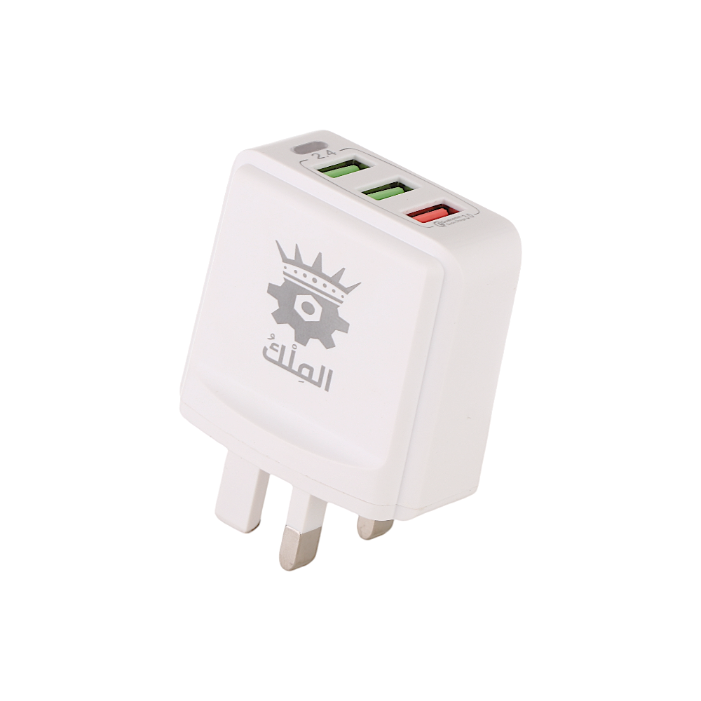 الملك راس شاحن يو اس بي 3 منافذ قوة 5.4 امبير موديل KF3 - أبيض