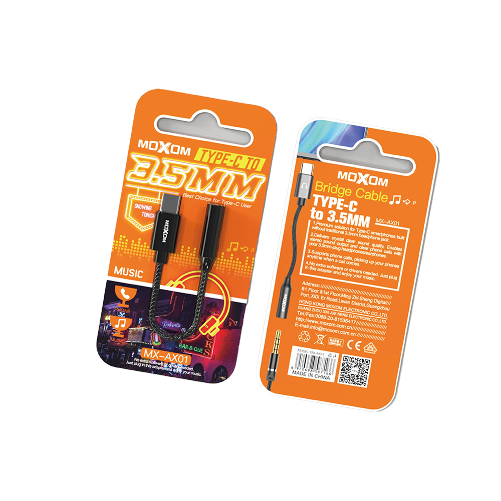 موكسوم وصلة تحويلة أوكس تايب سي إلى 3.5 ملم موديل MX-AX01 - أسود