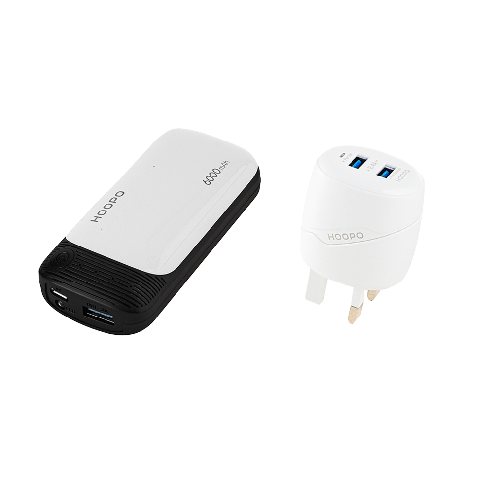 هوبو باور بانك قوة 6000 مللي أمبير موديل PC162 + شاحن سريع موديل PC531E 