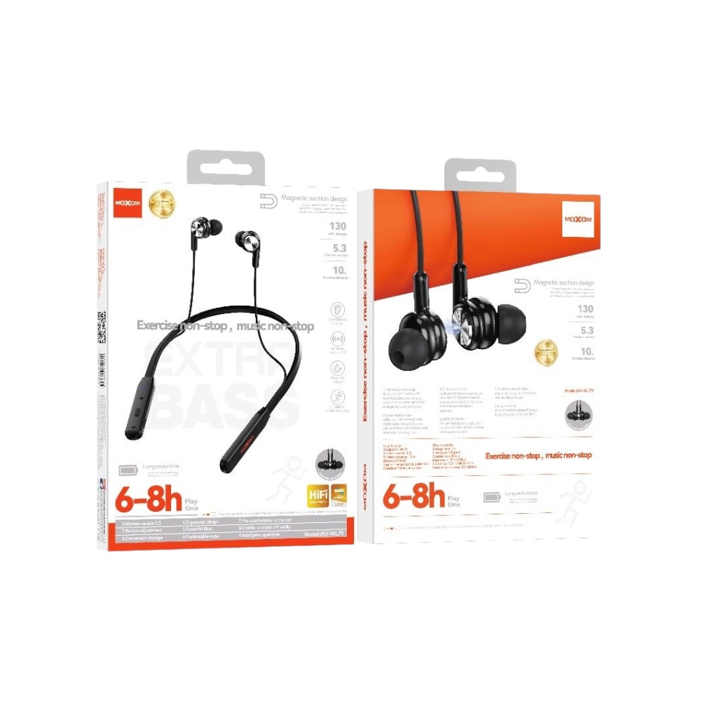 موكسوم سماعات بلوتوث مغناطيسية رياضية حول الرقبة موديل MX-WL79 - أسود