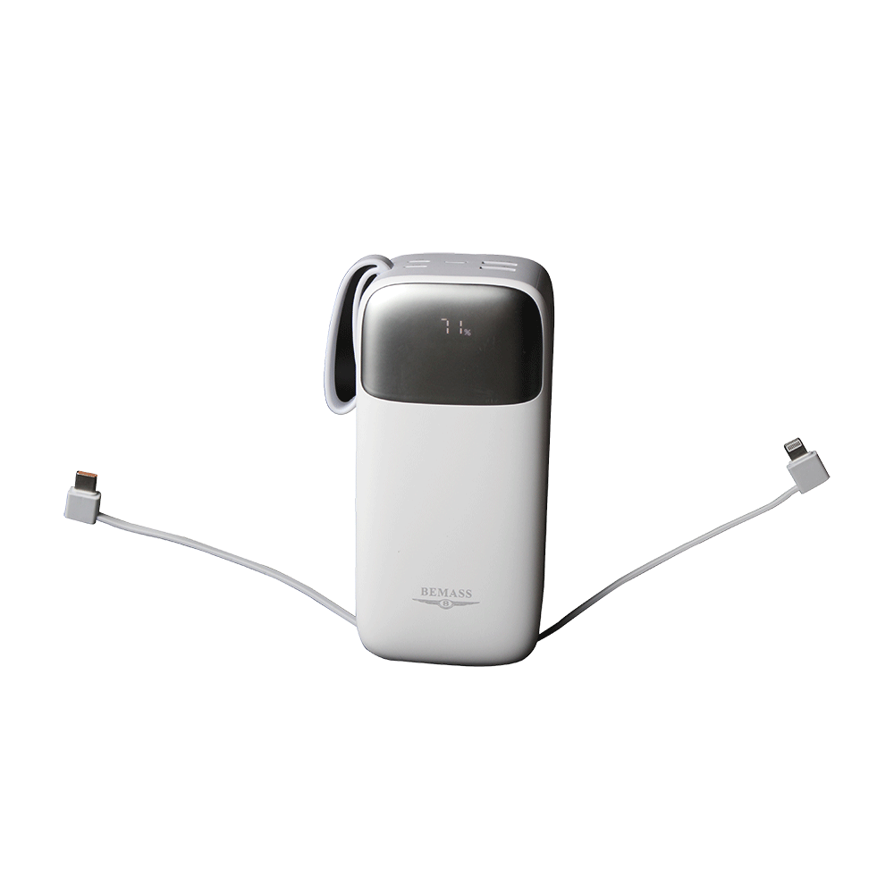 بيماس باور بانك بتقنية QC3.0 سعة 50000 مللي امبير وقوة 20 وات - أبيض