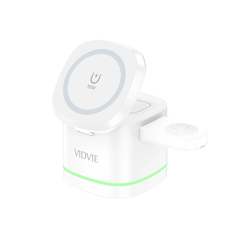 فيدفي شاحن لاسلكي مغناطيسي 3 في 1 موديل WLC1416 - أبيض