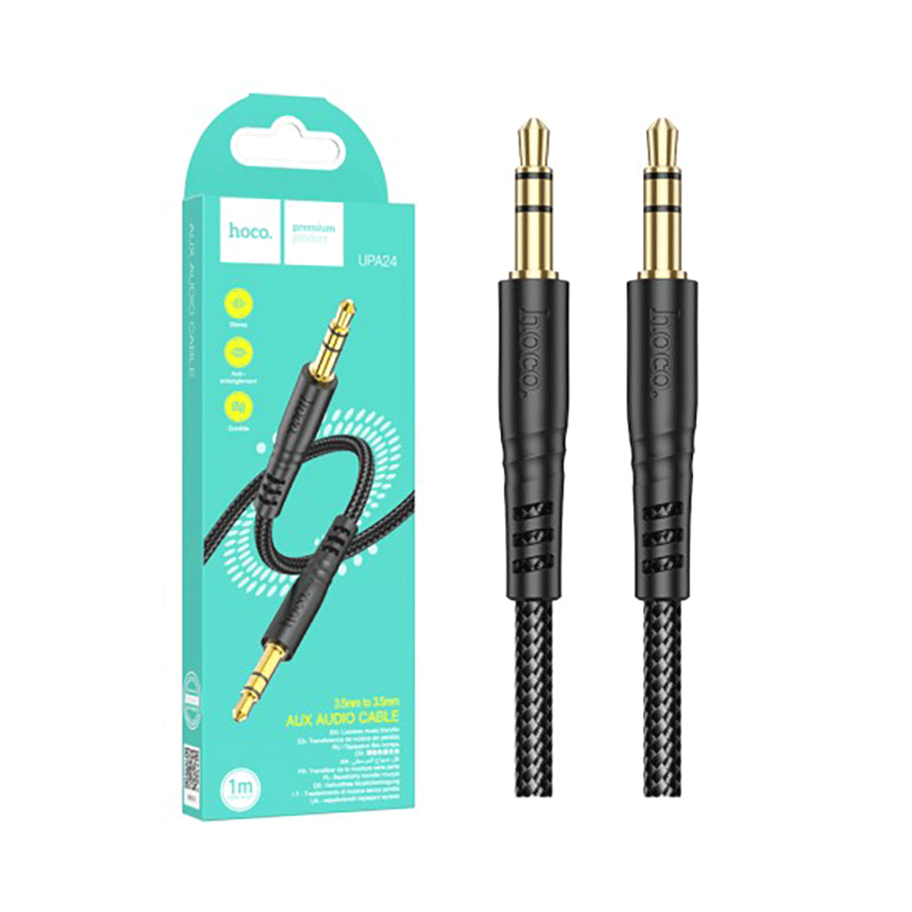 هوكو كيبل صوت اوكس بطول 1 متر موديل UPA24 - أسود