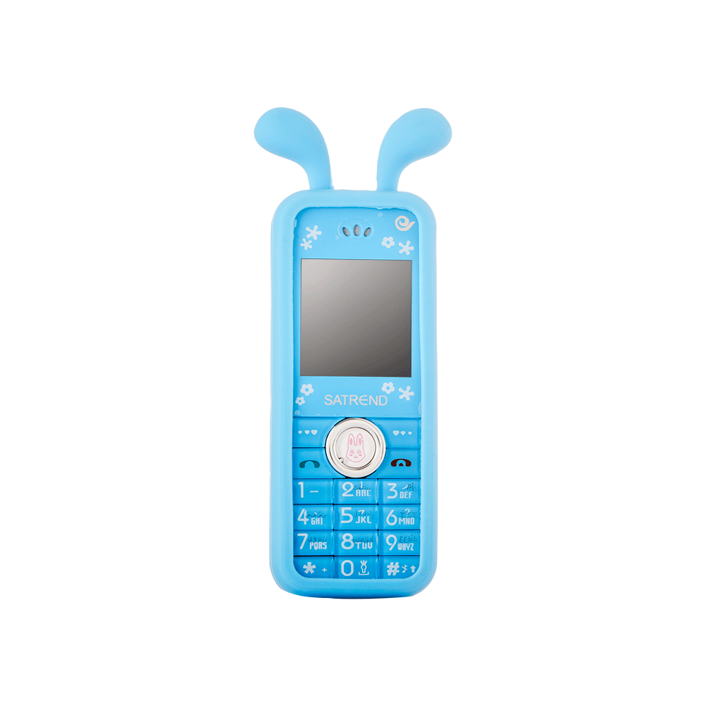 ستار إند هاتف أزرار محمول بشريحة CDMA بتصميم شكل أرنب مع شاحن و كفر سيليكون - أزرق 