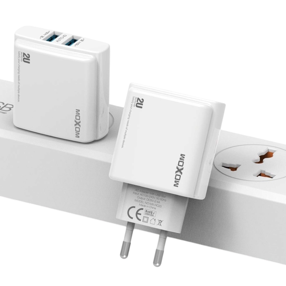 موكسوم رأس شاحن سريع وصلة تايب سي قوة 2.4 أمبير طول 1متر موديل MX-HC20 - أبيض 