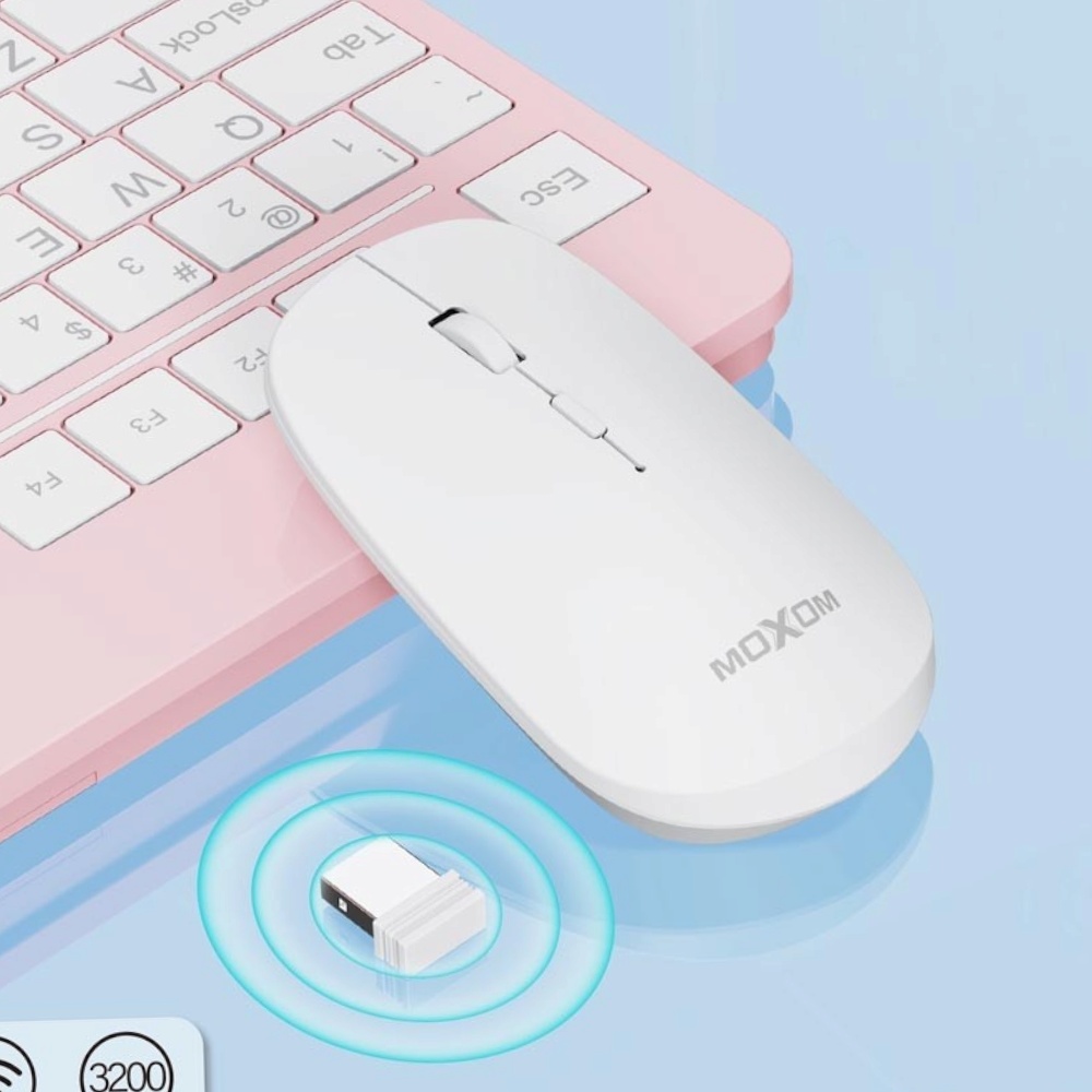  موكسوم  ماوس ليزر لاسلكي موديل MS14 - أبيض