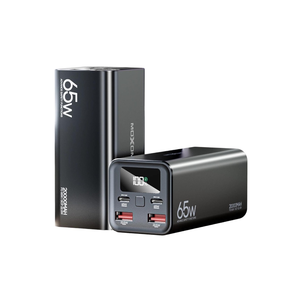 موكسوم باور بانك سعة 20000 مللي أمبير سوبر فاست قوة 65 وات موديل PB72 - أسود 
