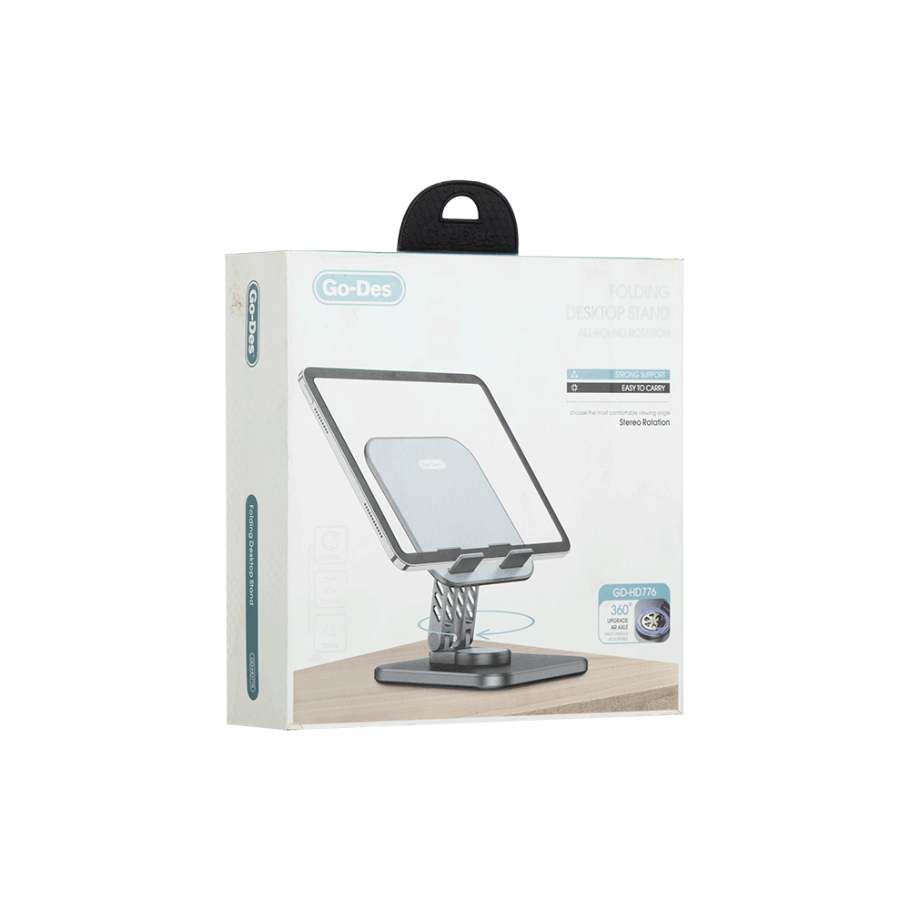 جو ديس حامل تابلت مكتبي دوار قابل للطي - رمادي