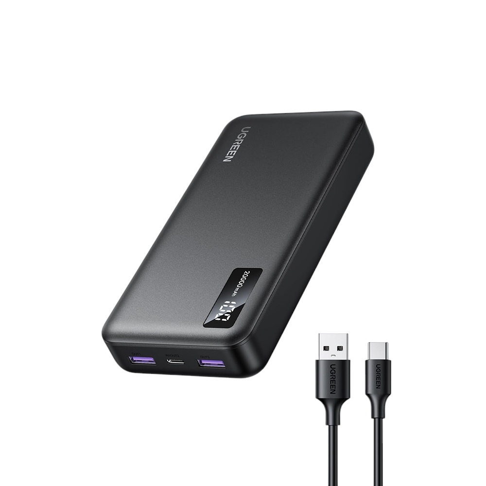 يوجرين باور بانك بسعة 10000 مللي أمبير يدعم الشحن السريع بقوة 22.5 واط وتقنية PD - أسود