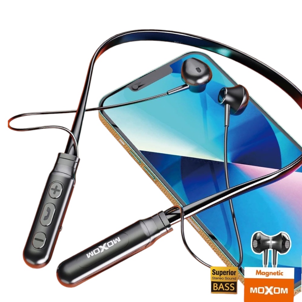 موكسوم سماعات بلوتوث رياضية حول الرقبة مغناطيسية موديل MX-WL45 - أسود