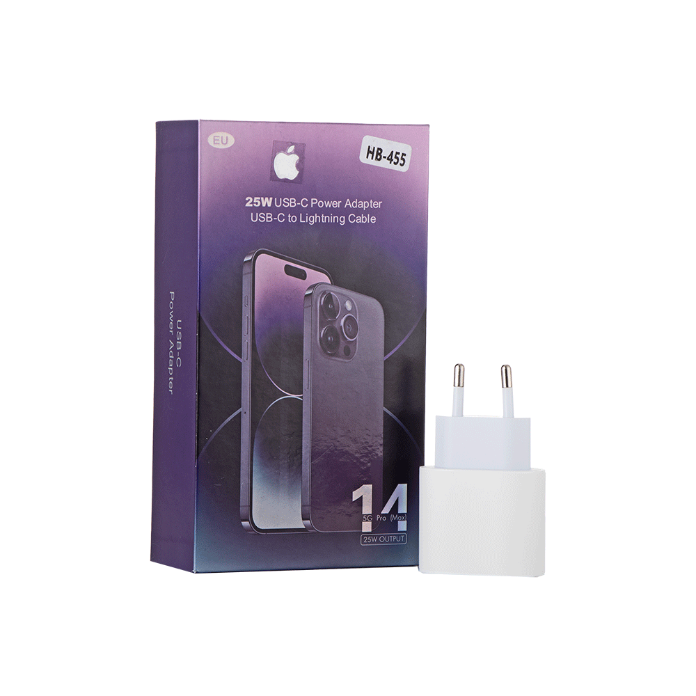 إتش بي شاحن جداري لأجهزة آيفون 14 برو ماكس بقوة 25 واط - موديل HB-455