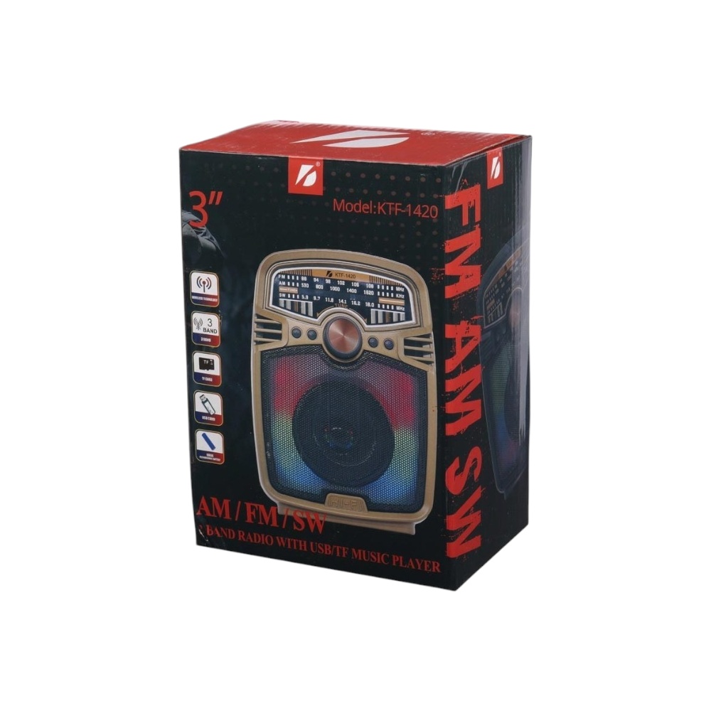 مكبر صوت بلوتوث متعدد الوظائف مع إضاءة بجهد 3.7 فولت - موديل KTF-1420