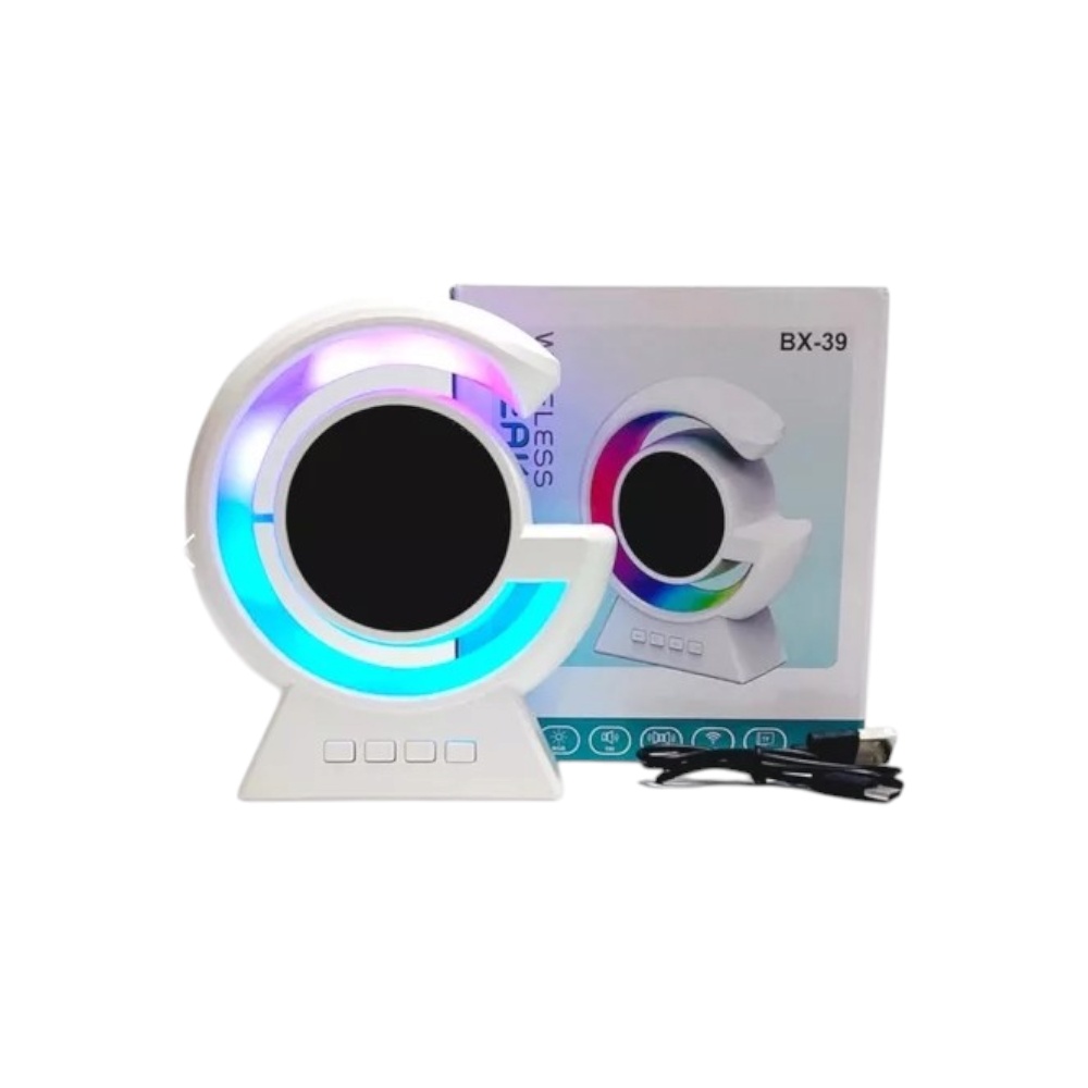 مكبر صوت بلوتوث محمول بصوت سوبر باس و بطارية قابلة للشحن مع اضاءه بجهد 3.7 فولت - موديل BX-39
