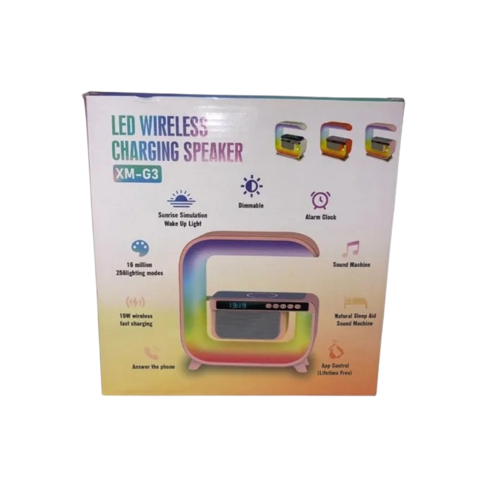 مكبر صوت بلوتوث مع شاحن لاسلكي وساعة منبه بقوة 15 واط وجهد 5 فولت - موديل XM-G3
