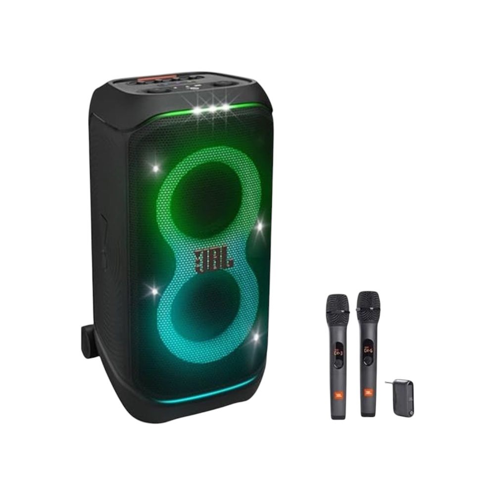 جي بي ال مكبر صوت محمول للحفلات ستيج 320 مع نظام ميكروفون لاسلكي - أسود