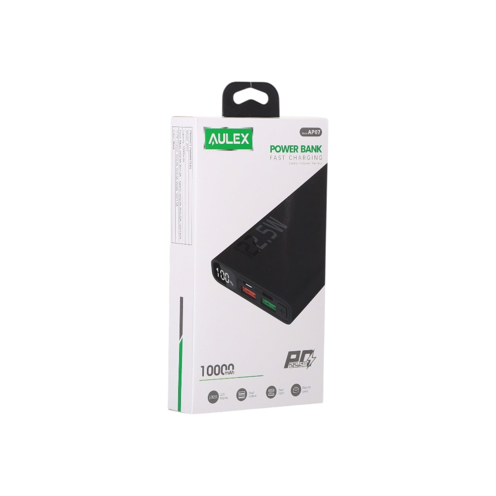  باور بانك اوليكس سريع الشحن 10000 مللي أمبير PD 22.5 وات موديل AP07 - أسود