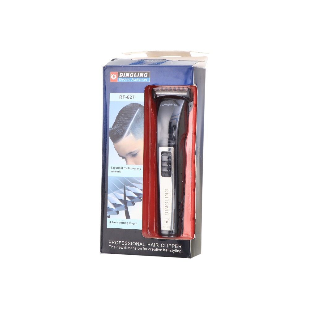 ماكينة حلاقة شعر دينقلينق إحترافية مع شاحن وكيبل وطول قص يصل حتى 0.2 مم للرجال موديل RF-627 - أسود