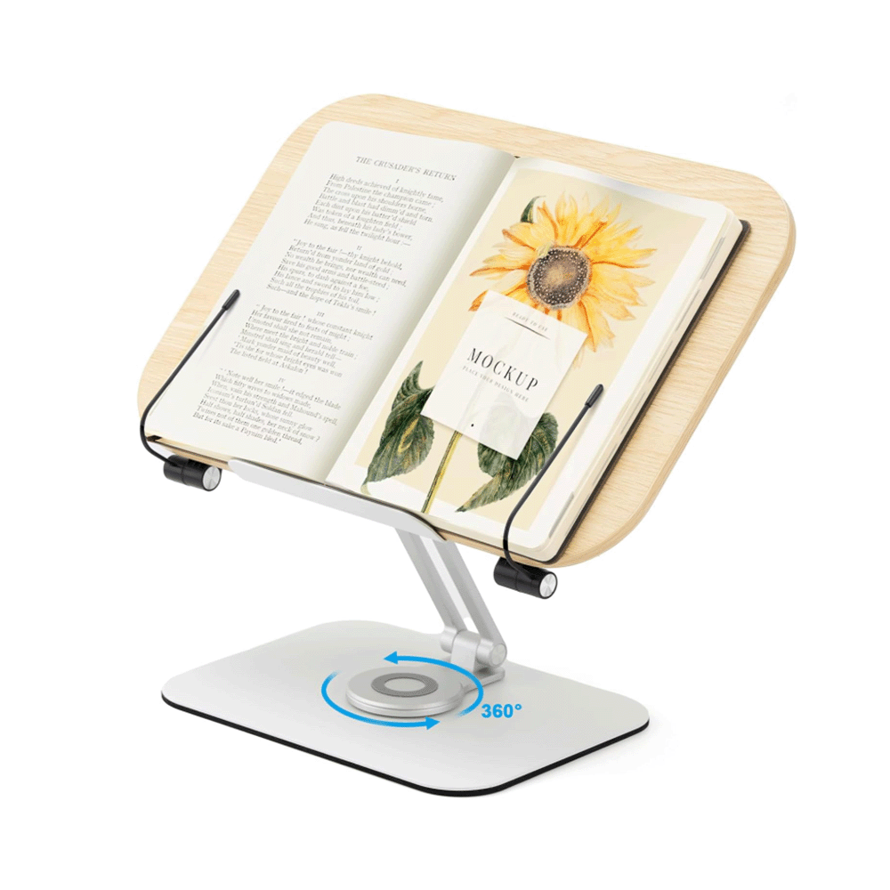 باتيبو حامل كتب للقراءة قابل للدوران 360 درجة من خليط الألومنيوم - متعدد الألوان
