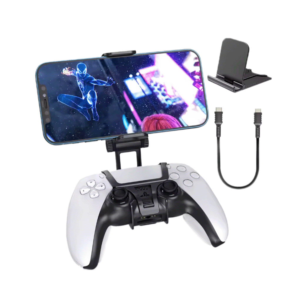 حامل لوحة الألعاب مزود بمشبك للهاتف المحمولل قابل للتركيب جهاز PS5 - أسود