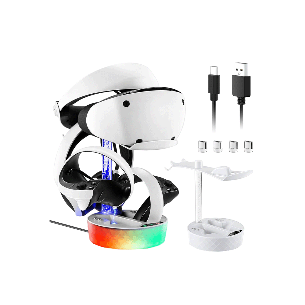 دي إكس إل دي إف كيه قاعدة شحن بلاي ستيشن مع حامل سماعة وإضاءة بجهد 5 فولت - PS VR2
