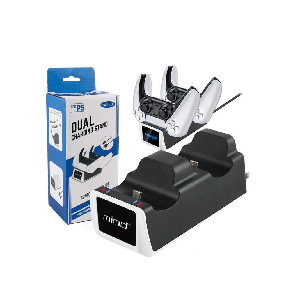 إم آي إم دي محطة شحن مزدوجة لوحدات تحكم بلاي ستيشن 5 بقوة 10 واط وجهد 5 فولت - أسود