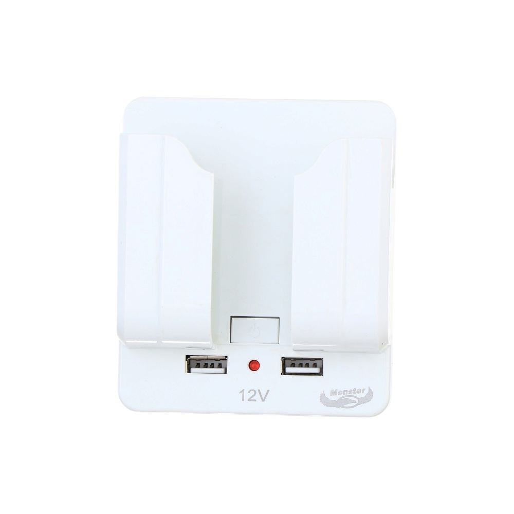 مقبس كهرباء مونيستر بمخرج ثلاثي وثنائي مع مخرجين يو اس بي ومفتاح إقفال جهد 5 فولت 2100 مللي أمبير موديل M130 -أبيض