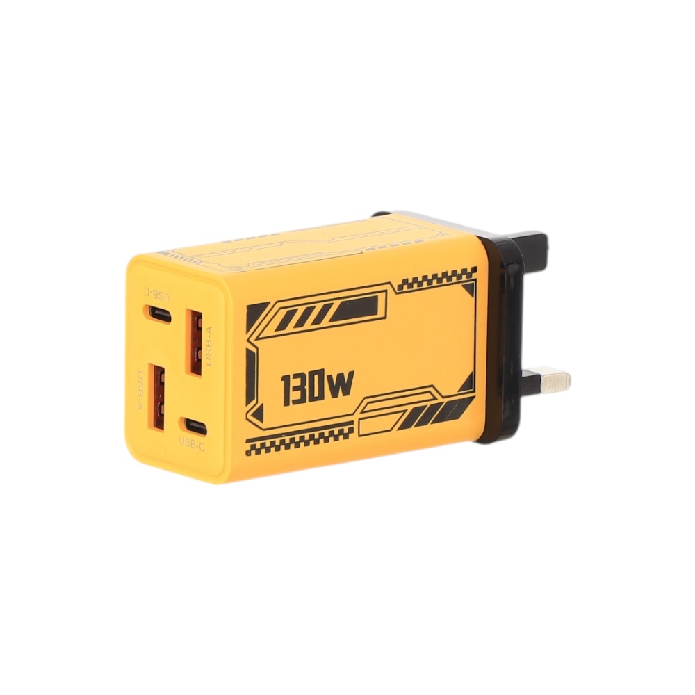 شاحن جداري 130 وات متعدد المنافذ موديل M225-اصفر